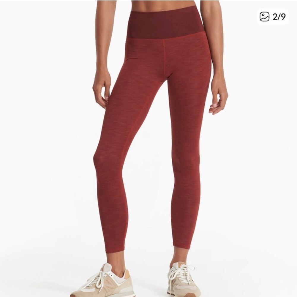 Vuori Lux Rib Studio Leggings Currant Heather burnt red color size large - Picture 1 of 13
